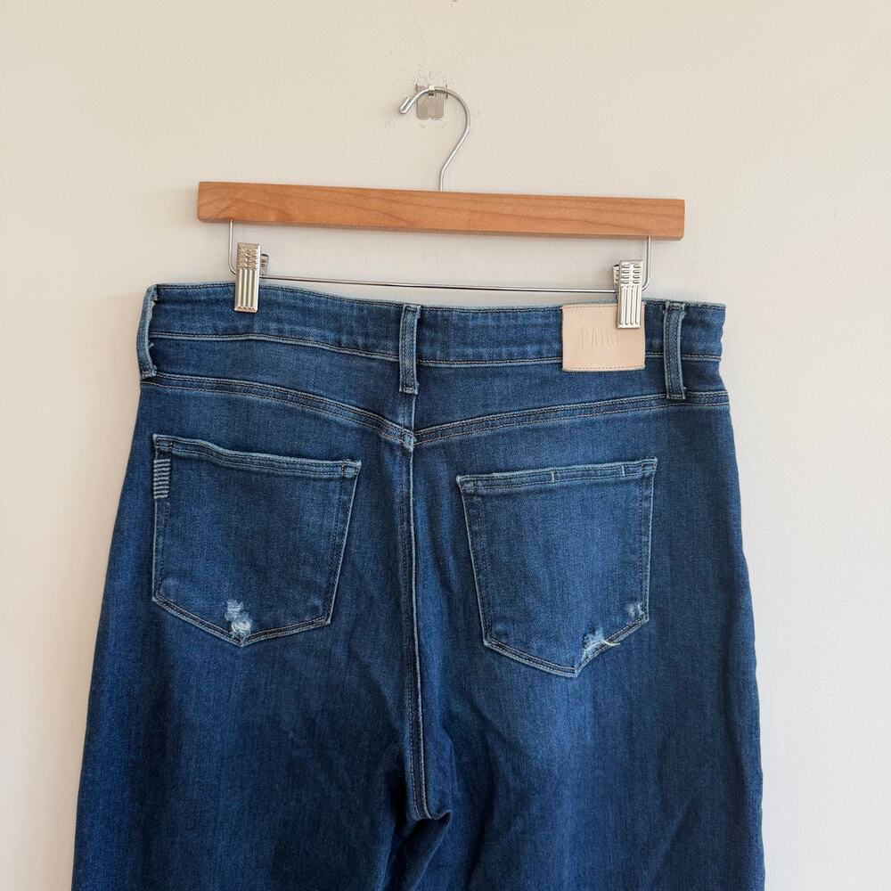 Paige Anessa Ultra High Waisted Wide Leg Ankle Jeans Medium Wash Blue 32 - Picture 8 of 9
